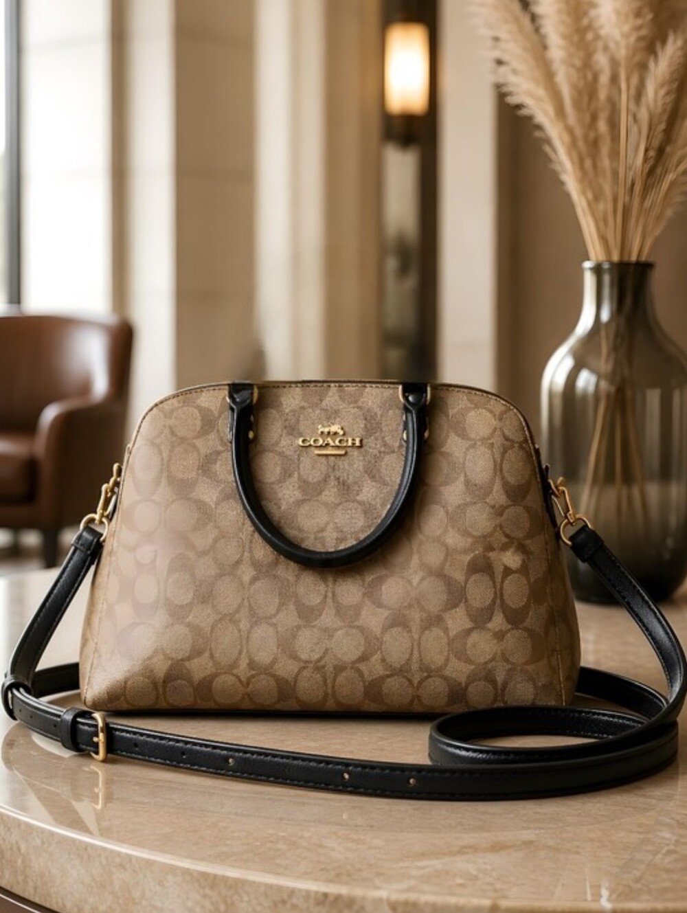 Vintage Coach Lillie Signature Carryall In Signatue Canvas Gold Tone Hardware - Picture 8 of 16